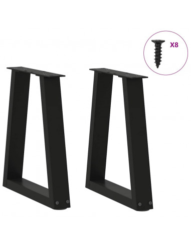 Gambe per Tavolo da Pranzo a V 2 pz Nero 28x(42-43,3)cm Acciaio
