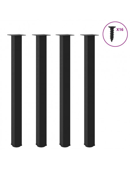 Gambe per Tavolino 4 pz Nero 110-112 cm in Acciaio