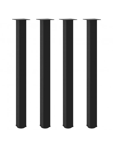 Gambe per Tavolino 4 pz Nero 110-112 cm in Acciaio