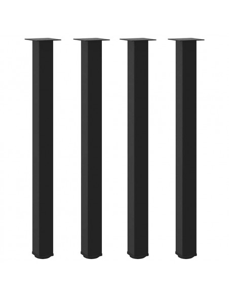 Gambe per Tavolino 4 pz Nero 110-112 cm in Acciaio