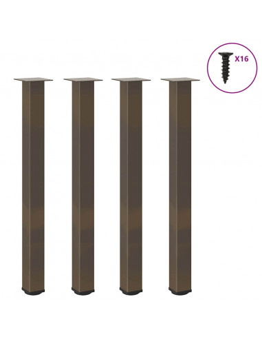 Gambe per Tavolino 4 pz Acciaio Naturale 100-102 cm in Acciaio