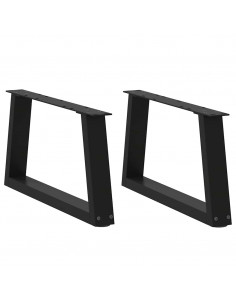 Gambe per Tavolo da Pranzo a V 2 pz Nero 70x(30-31,3)cm Acciaio