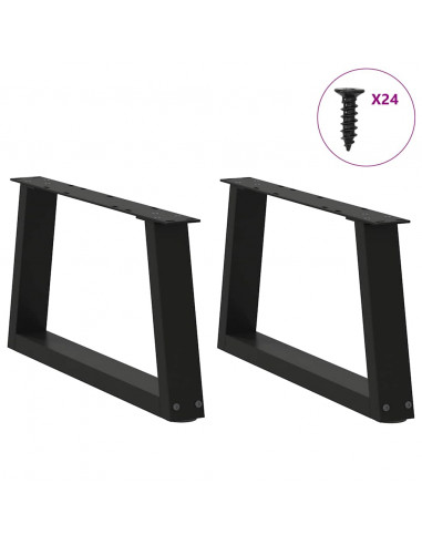 Gambe per Tavolo da Pranzo a V 2 pz Nero 70x(30-31,3)cm Acciaio