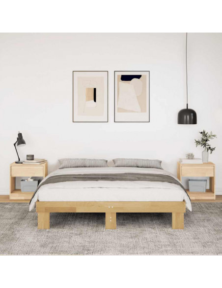 Struttura Letto Senza Materasso 140x200 cm in Legno di Rovere