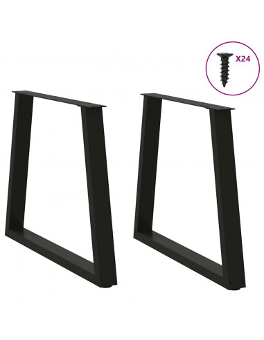 Gambe per Tavolo da Pranzo a V 2 pz Nero 70x(72-73,3)cm Acciaio