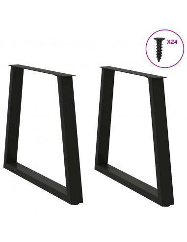 Gambe per Tavolo da Pranzo a V 2 pz Nero 80x(72-73,3)cm Acciaio