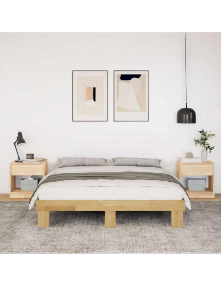 Struttura Letto Senza Materasso 135x190 cm in Legno di Rovere