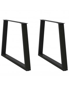Gambe per Tavolo da Pranzo a V 2pz Nero 100x(72-73,3)cm Acciaio