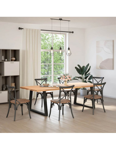 Gambe per Tavolo da Pranzo a V 2pz Nero 100x(72-73,3)cm Acciaio