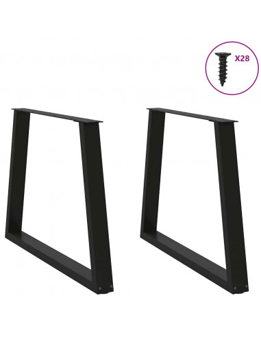 Gambe per Tavolo da Pranzo a V 2pz Nero 100x(72-73,3)cm Acciaio