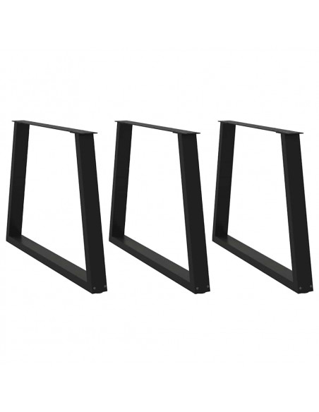 Gambe per Tavolo da Pranzo a V 3 pz Nero 90x(72-73,3)cm Acciaio