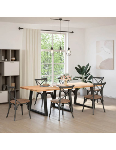 Gambe per Tavolo da Pranzo a V 3 pz Nero 90x(72-73,3)cm Acciaio