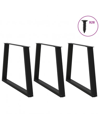 Gambe per Tavolo da Pranzo a V 3 pz Nero 90x(72-73,3)cm Acciaio