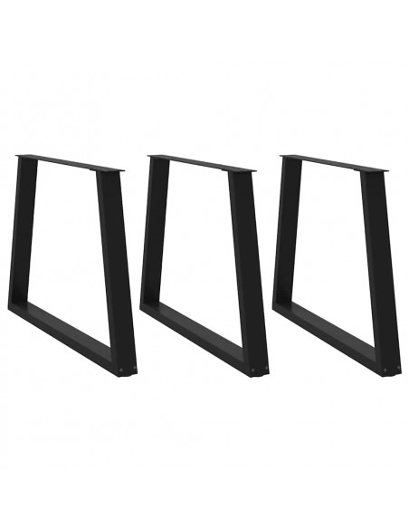 Gambe per Tavolo da Pranzo a V 3pz Nero 100x(72-73,3)cm Acciaio