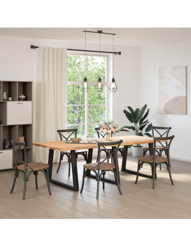 Gambe per Tavolo da Pranzo a V 3pz Nero 100x(72-73,3)cm Acciaio