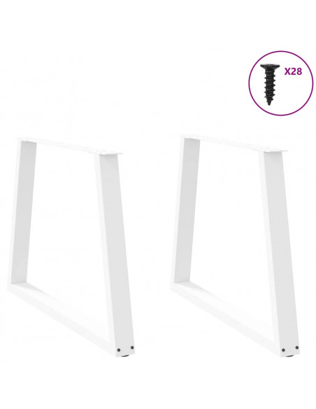 Gambe per Tavolo Pranzo a V 2 pz Bianco 100x(72-73,3)cm Acciaio
