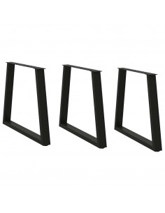 Gambe per Tavolo da Pranzo a V 3 pz Nero 70x(72-73,3)cm Acciaio