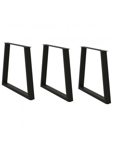 Gambe per Tavolo da Pranzo a V 3 pz Nero 70x(72-73,3)cm Acciaio
