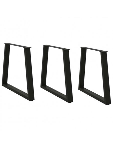 Gambe per Tavolo da Pranzo a V 3 pz Nero 70x(72-73,3)cm Acciaio