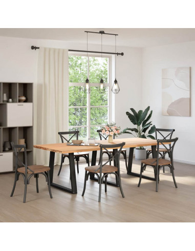 Gambe per Tavolo da Pranzo a V 3 pz Nero 70x(72-73,3)cm Acciaio