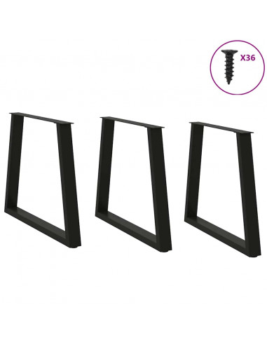 Gambe per Tavolo da Pranzo a V 3 pz Nero 70x(72-73,3)cm Acciaio
