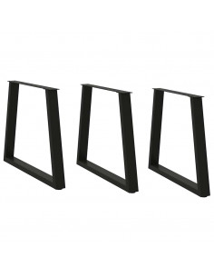 Gambe per Tavolo da Pranzo a V 3 pz Nero 80x(72-73,3)cm Acciaio