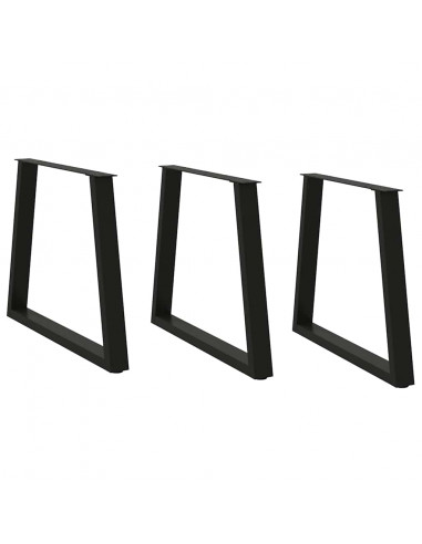 Gambe per Tavolo da Pranzo a V 3 pz Nero 80x(72-73,3)cm Acciaio