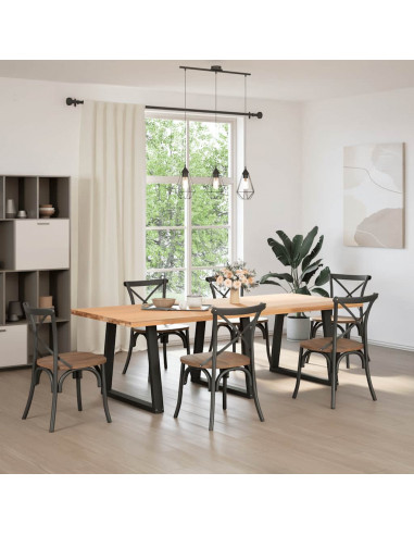 Gambe per Tavolo da Pranzo a V 3 pz Nero 80x(72-73,3)cm Acciaio