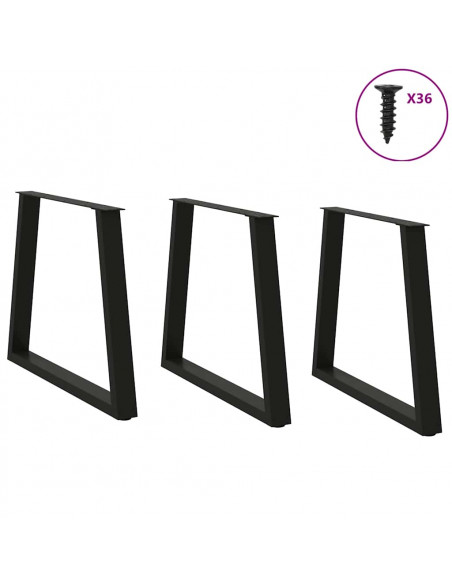 Gambe per Tavolo da Pranzo a V 3 pz Nero 80x(72-73,3)cm Acciaio