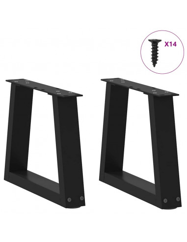 Gambe per Tavolo da Pranzo a V 2 pz Nero 40x(30-31,3)cm Acciaio