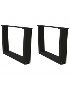 Gambe per Tavolo da Pranzo a V 2 pz Nero 50x(30-31,3)cm Acciaio