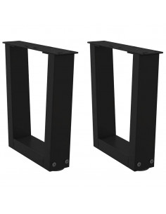 Gambe per Tavolo da Pranzo a V 2 pz Nero 40x(30-31,3)cm Acciaio