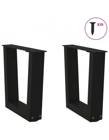 Gambe per Tavolo da Pranzo a V 2 pz Nero 40x(30-31,3)cm Acciaio