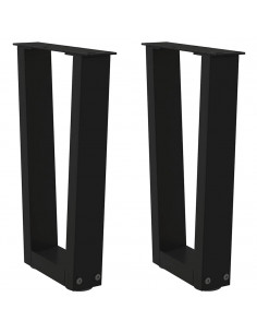 Gambe per Tavolo da Pranzo a V 2 pz Nero 38x(42-43,3)cm Acciaio