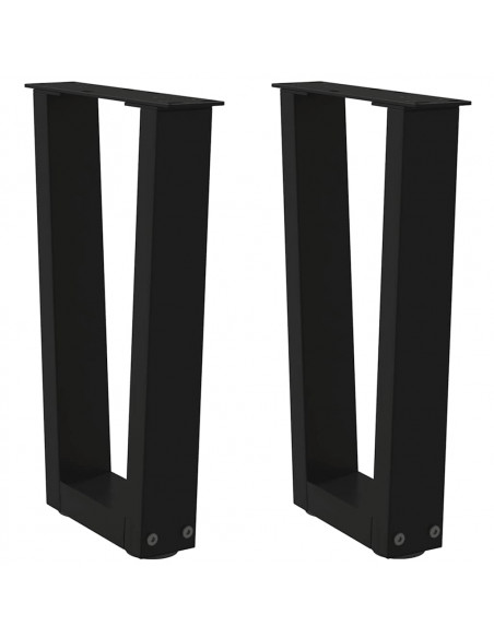 Gambe per Tavolo da Pranzo a V 2 pz Nero 38x(42-43,3)cm Acciaio
