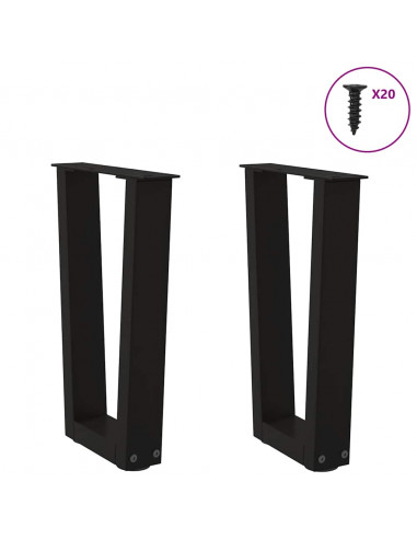 Gambe per Tavolo da Pranzo a V 2 pz Nero 38x(42-43,3)cm Acciaio