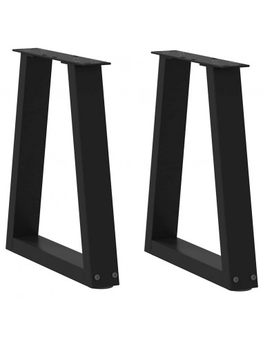Gambe per Tavolo da Pranzo a V 2 pz Nero 38x(42-43,3)cm Acciaio