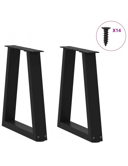 Gambe per Tavolo da Pranzo a V 2 pz Nero 38x(42-43,3)cm Acciaio
