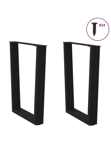 Gambe per Tavolo da Pranzo a V 2 pz Nero 60x(72-73,3)cm Acciaio