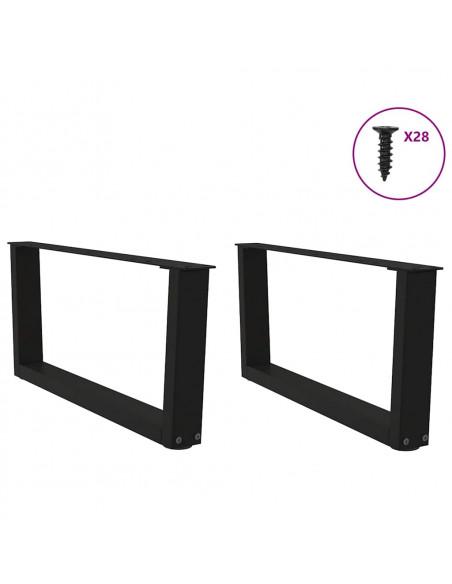 Gambe per Tavolo da Pranzo a V 2 pz Nero 70x(30-31,3)cm Acciaio