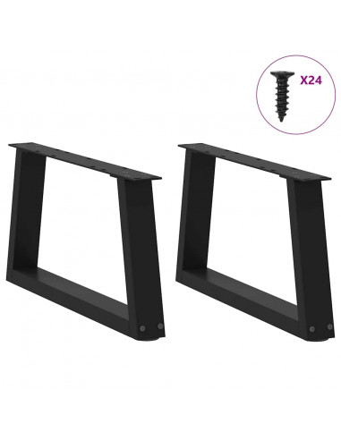 Gambe per Tavolo da Pranzo a V 2 pz Nero 60x(30-31,3)cm Acciaio