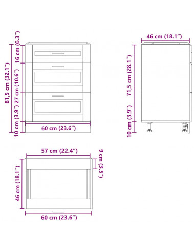 Base da Cucina Porto Rovere Fumo in Legno Multistrato