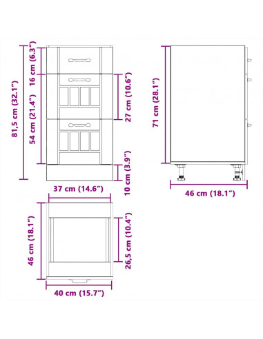 Base da Cucina Lucca Rovere Fumo in Legno Multistrato