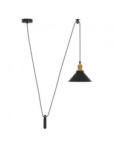 Lampada a Sospensione Regolabile E27 Nero Lucido Ø22 cm Metallo