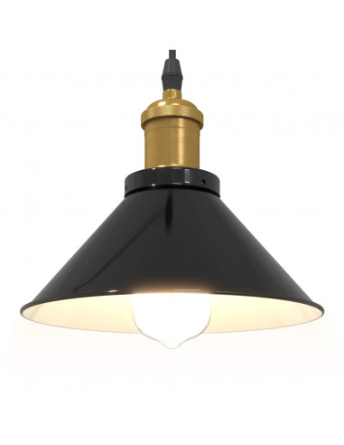 Lampada a Sospensione Regolabile E27 Nero Lucido Ø22 cm Metallo