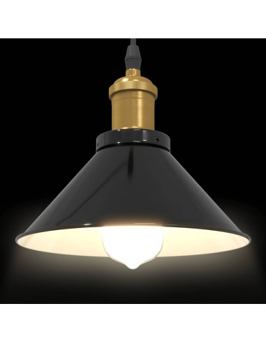 Lampada a Sospensione Regolabile E27 Nero Lucido Ø22 cm Metallo