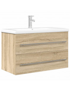 Set Mobili da Bagno 2 pz Rovere Sonoma in Legno Multistrato