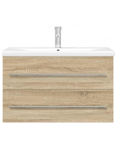 Set Mobili da Bagno 2 pz Rovere Sonoma in Legno Multistrato