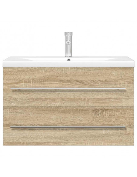 Set Mobili da Bagno 2 pz Rovere Sonoma in Legno Multistrato