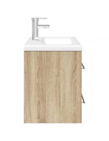 Set Mobili da Bagno 2 pz Rovere Sonoma in Legno Multistrato